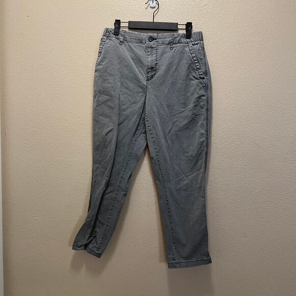 Old Navy Straight Leg Denim Pants Gray Cotton Stretch Hi-Rise Medium Wash Sz M - Picture 2 of 8